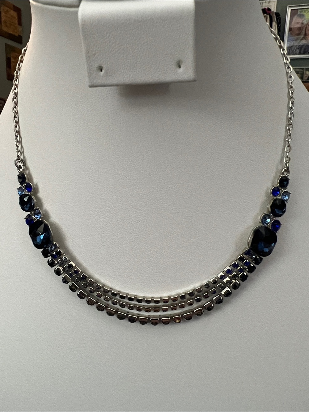 Paparazzi Elegant Blue Crystal Multi-Row Necklace